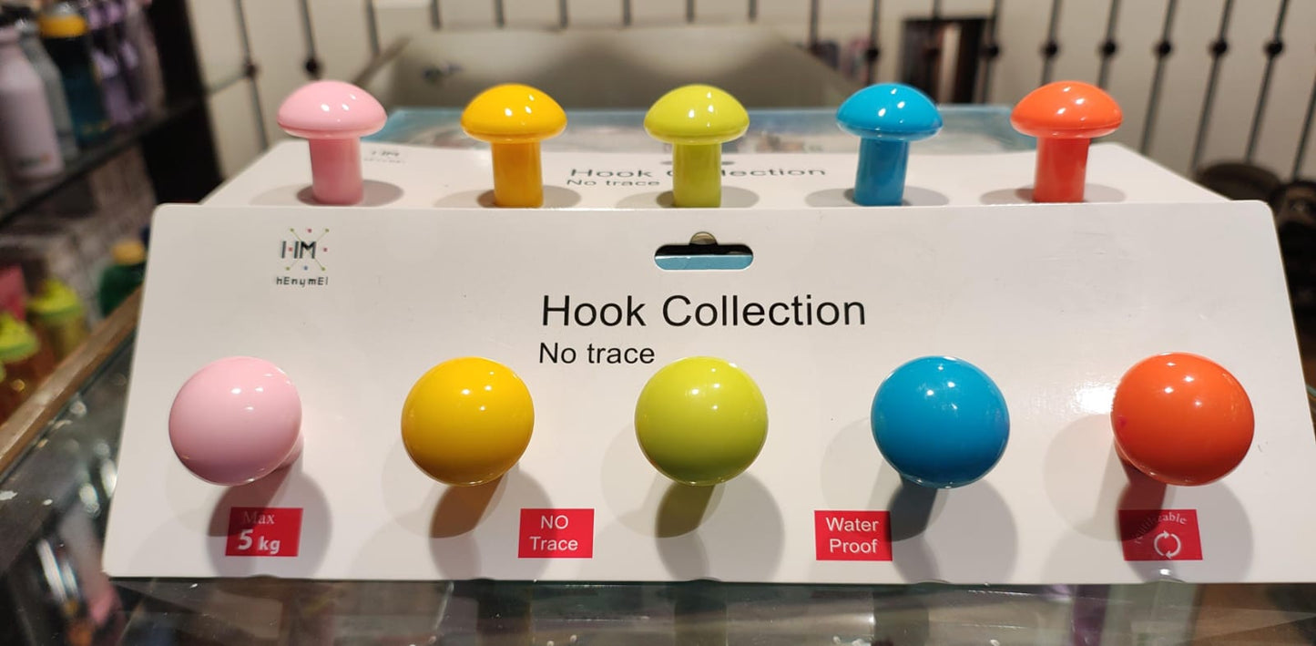 Mushroom-Shaped Wall Hooks (Pack of 5)