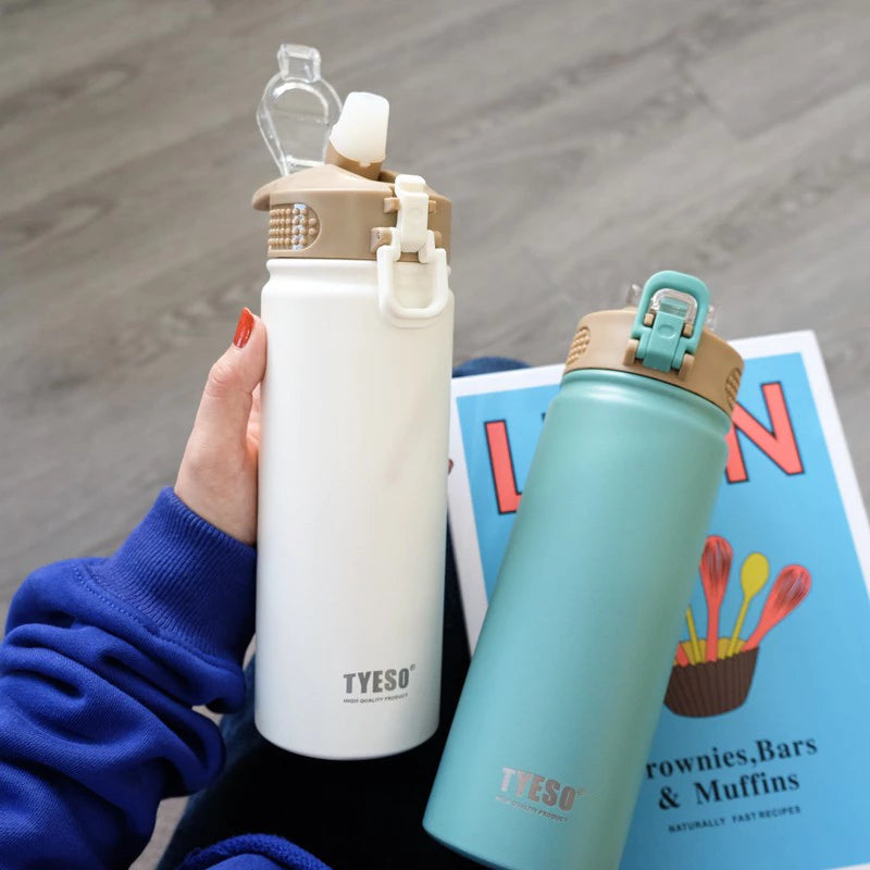 Tyeso Tumbler Vacuum Insulated Stainless Steel Water Bottle With Straw Portable Sport
