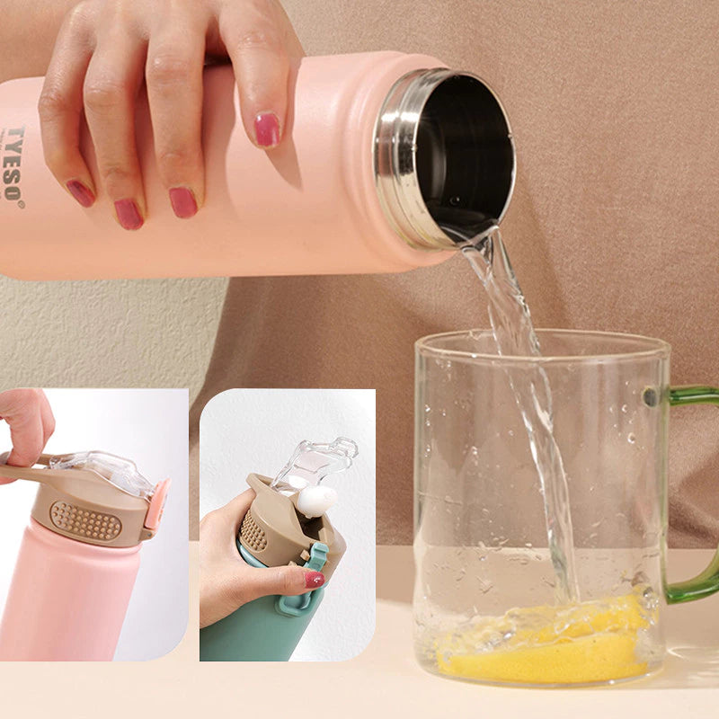 Tyeso Tumbler Vacuum Insulated Stainless Steel Water Bottle With Straw Portable Sport