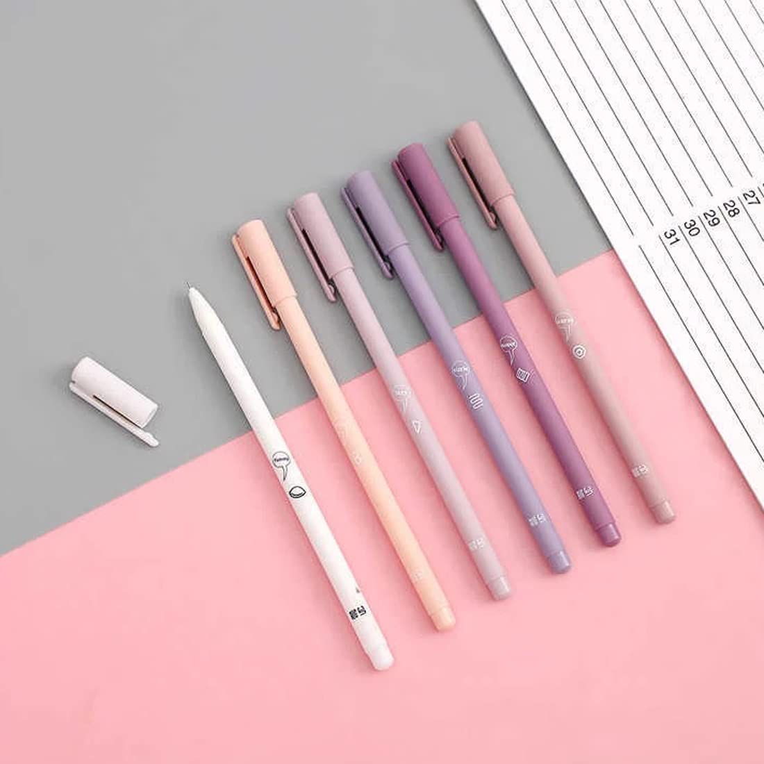 Pastel Slim Gel Pen Set Of 6 | Quick Dry, Smudge Proof | Smooth Writing