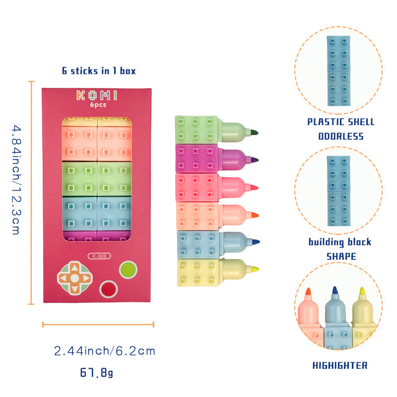 6 Jumbo Highlighter Building Blocks