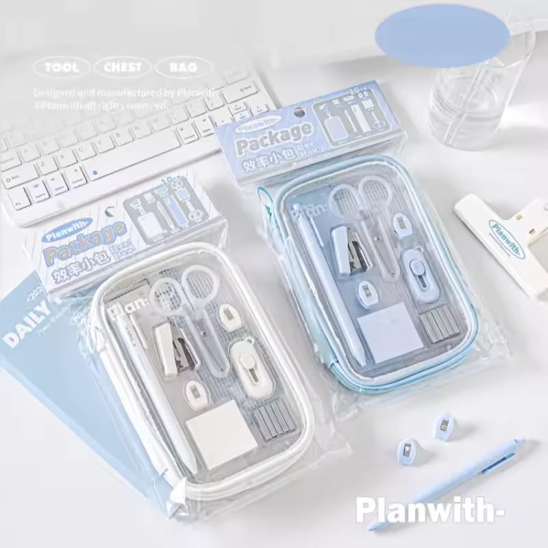 10-piece stationery collection.