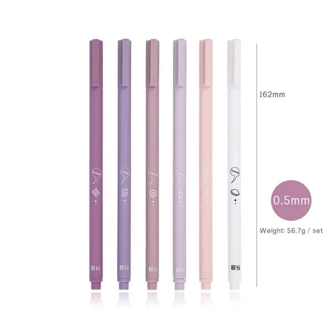 Pastel Slim Gel Pen Set Of 6 | Quick Dry, Smudge Proof | Smooth Writing