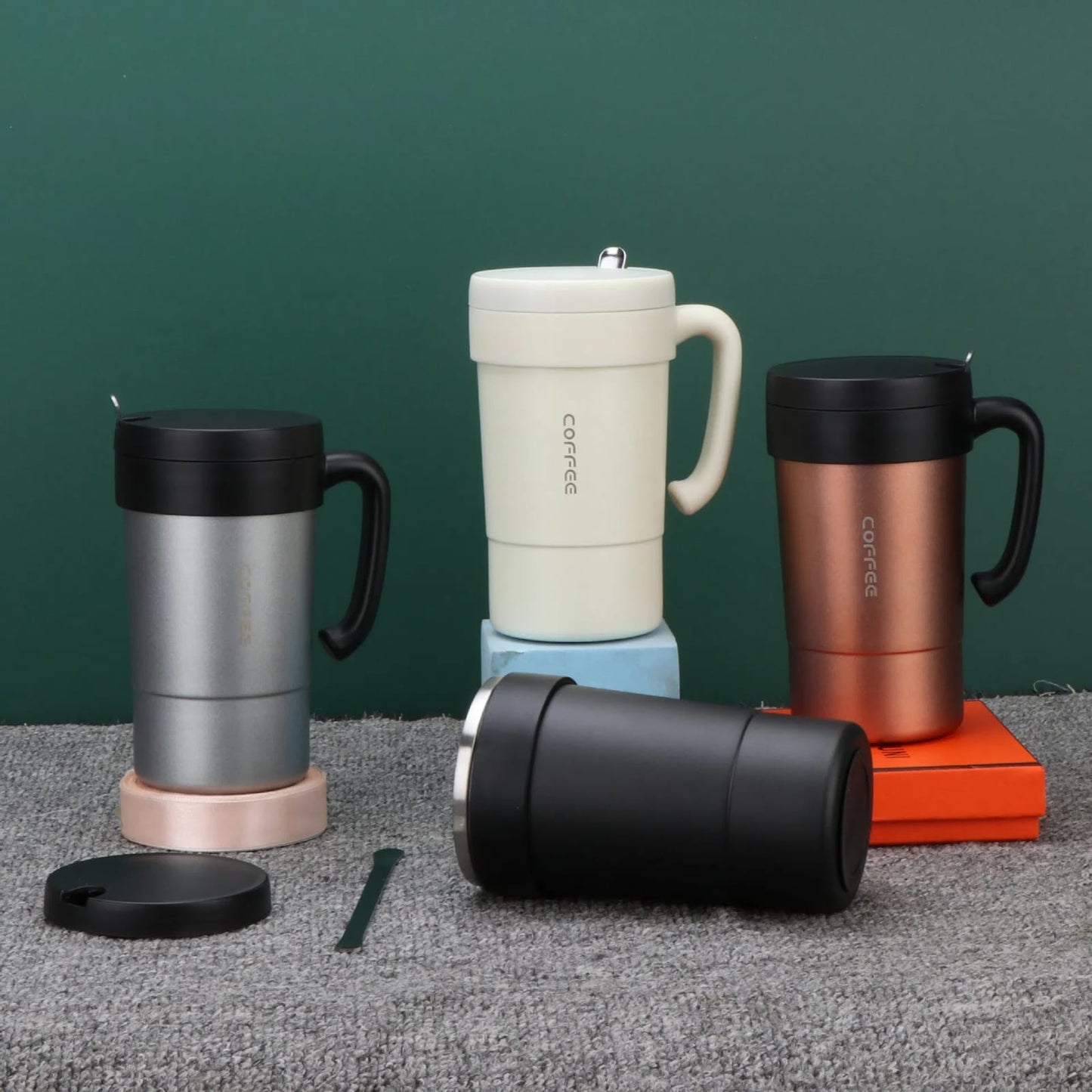 Stainless Steel Thermal Coffee Mug with Handle - 580ML Travel Size