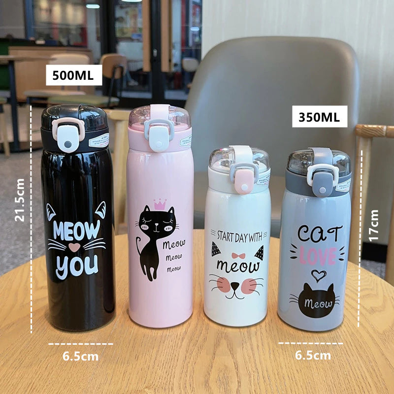 Cartoon Cat Stainless Steel Vacuum Bottle
