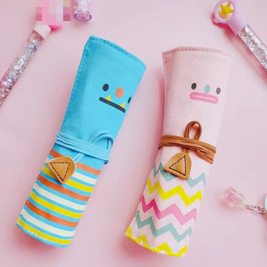 5 Holes Canvas Pencil Pouch