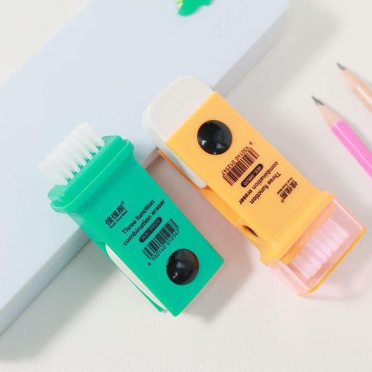 3-in-1 Eraser Pencil Sharpener Combination Set (Assorted)