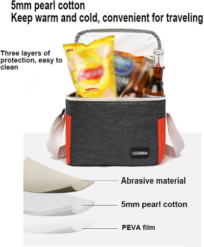 Portable Lunch Bag | Reusable Insulated Lunch Box with Adjustable Shoulder Strap