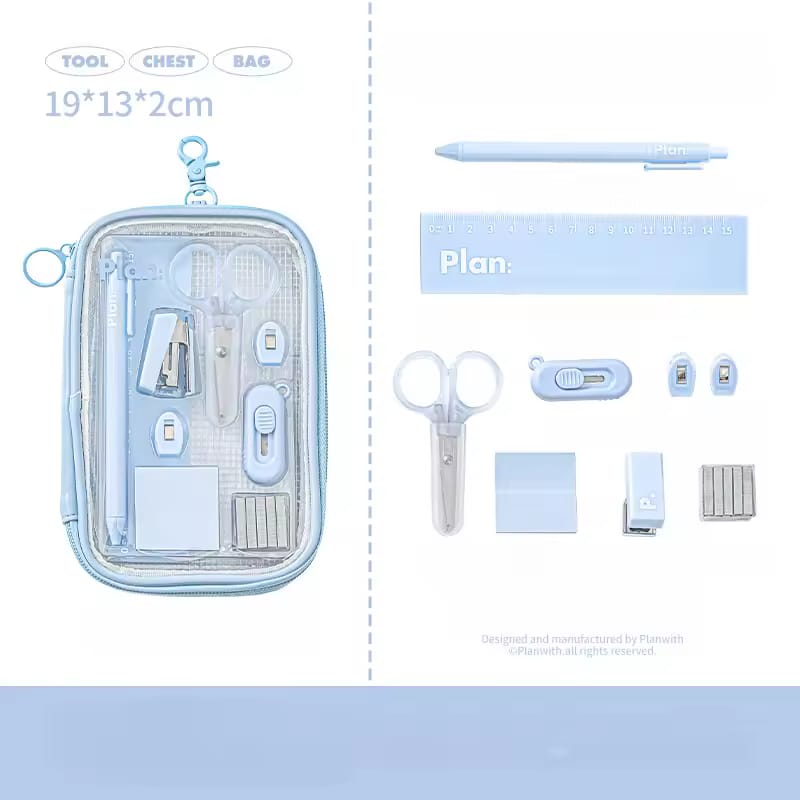 10-piece stationery collection.