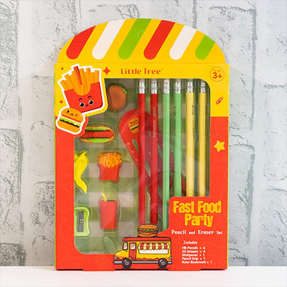 3-in-1 Fast Food Party Pencil &amp; Eraser Kit