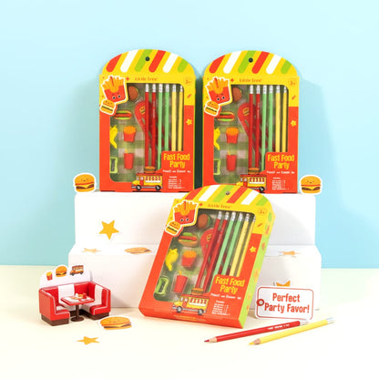 3-in-1 Fast Food Party Pencil &amp; Eraser Kit