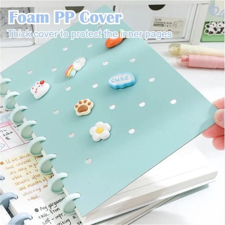 DIY Cover Binder Notebook with Mushroom Clip A5
