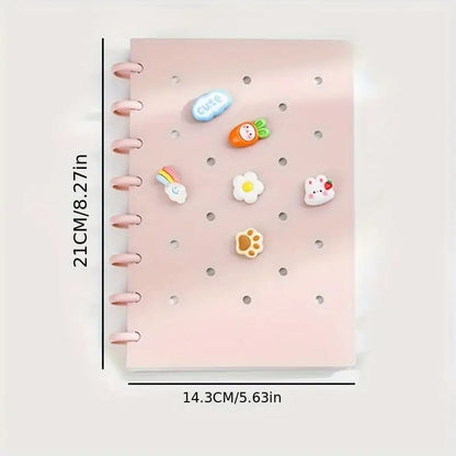 DIY Cover Binder Notebook with Mushroom Clip A5