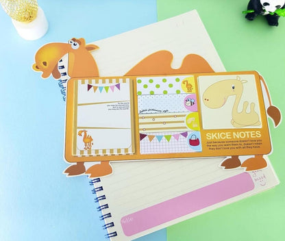 Notebook with cartoon animal design on a colorful background
