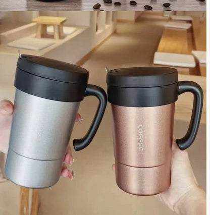 Stainless Steel Thermal Coffee Mug with Handle - 580ML Travel Size