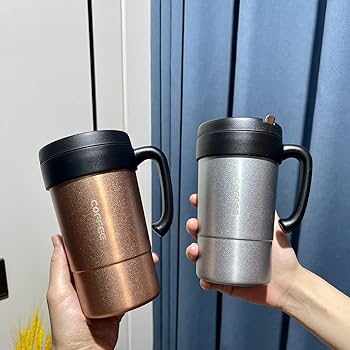 Stainless Steel Thermal Coffee Mug with Handle - 580ML Travel Size