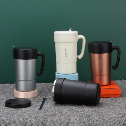 Stainless Steel Thermal Coffee Mug with Handle - 580ML Travel Size