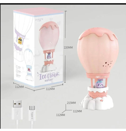 Hot Air Balloon Night Lamp with Cute Character